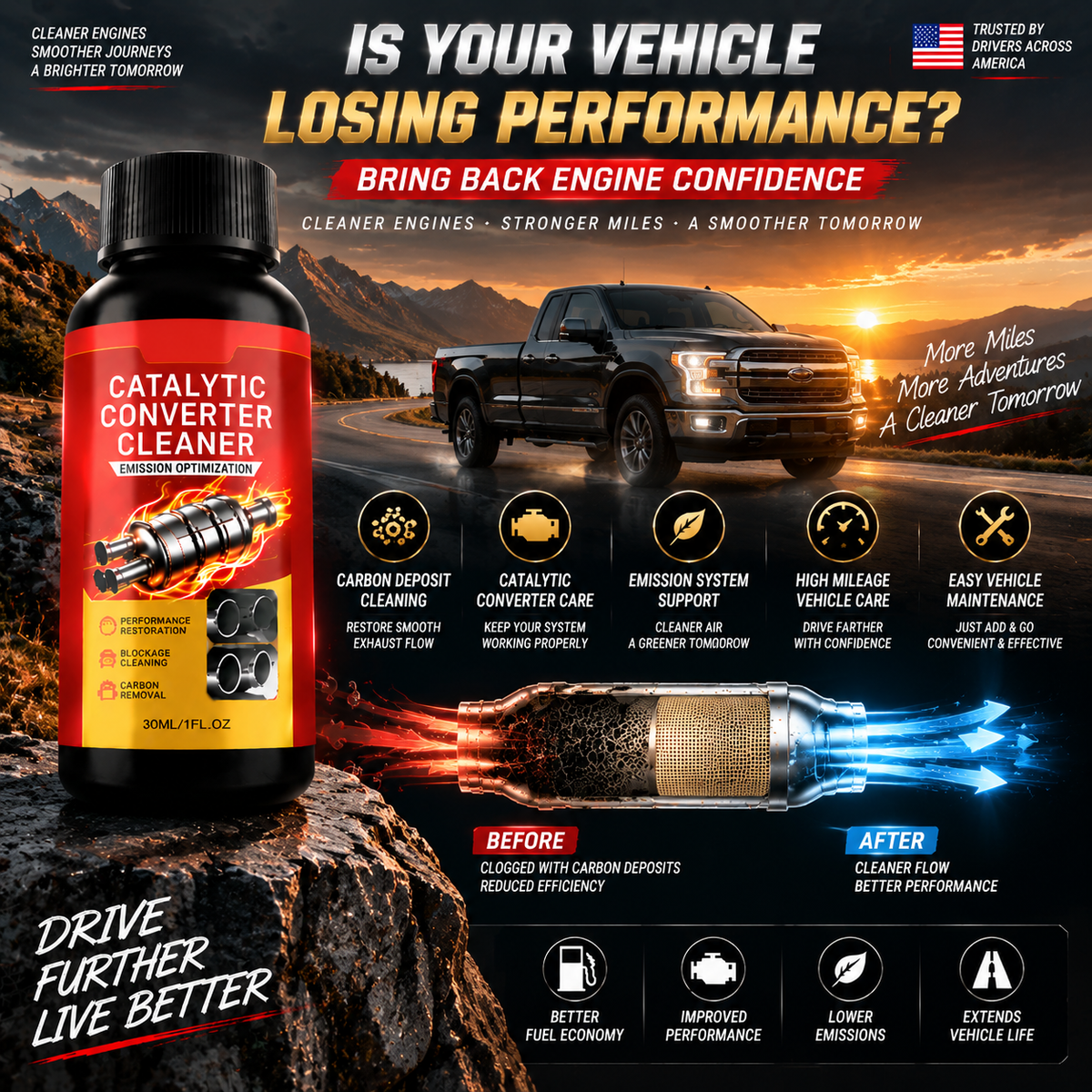 Catalytic Converter Cleaner – Carbon Deposit Cleaning, Fuel Efficiency & Engine Performance Support-JR-8JX3
