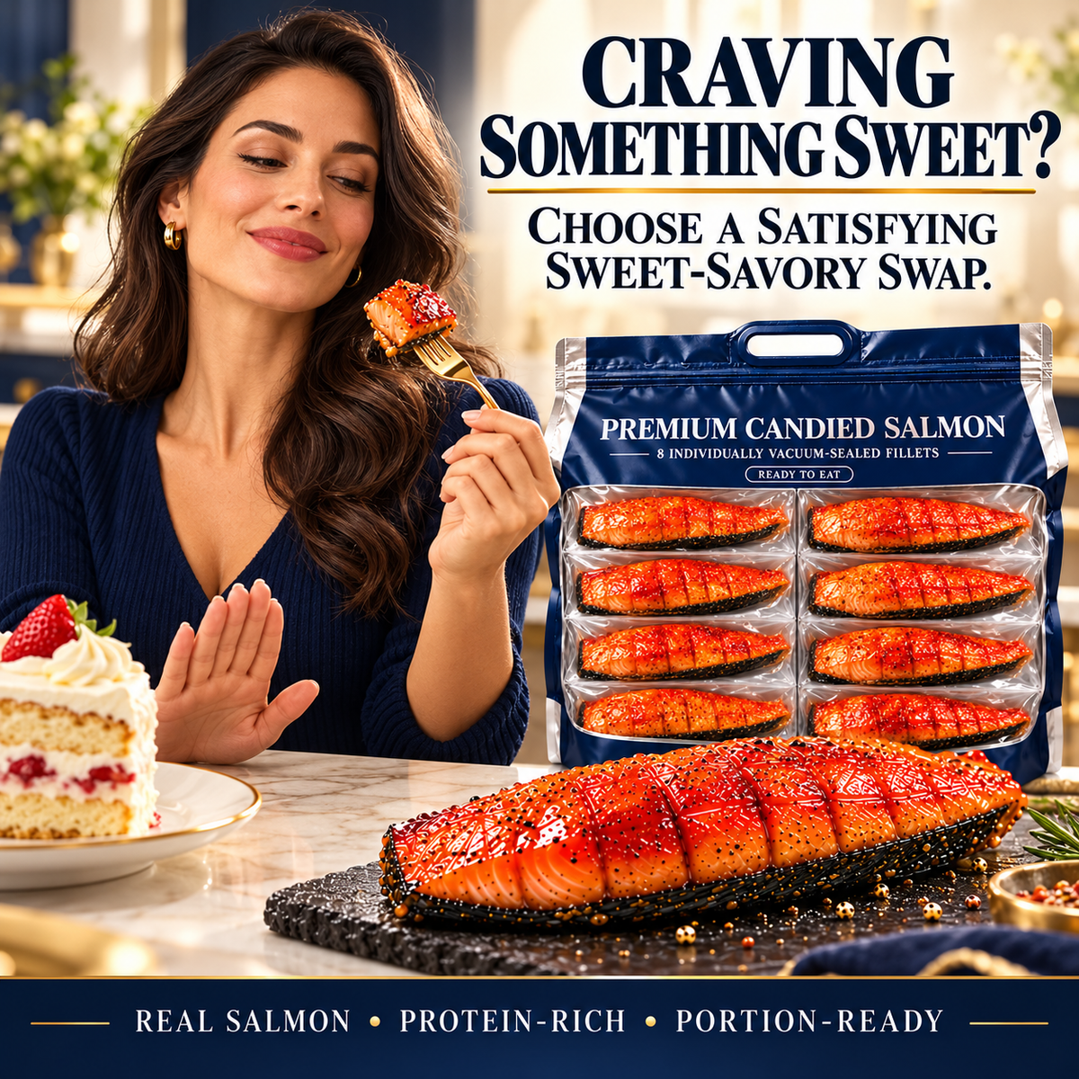 ๐Premium Amber Candied Salmon Fillets โ Slow-Roasted, Sweet & Savory, Ready to Eat-JR-Johnny