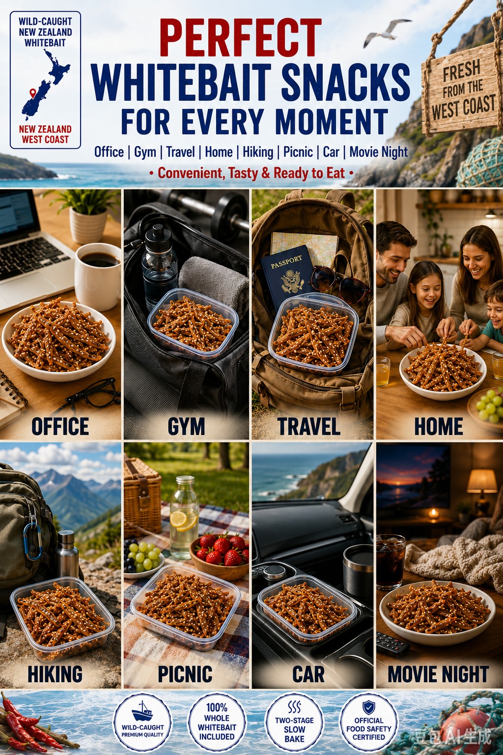 New Zealand Wild-Caught Spicy Silver Fish | Slow-Baked Crispy High-Protein Seafood Snack, No Greasy Junk-JR