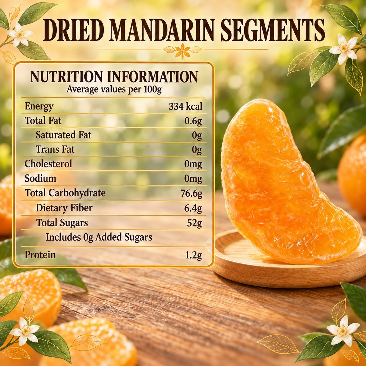 Dried Mandarin Segments – Sweet Taste, Steady Energy, Heart-Friendly-JR-OUO