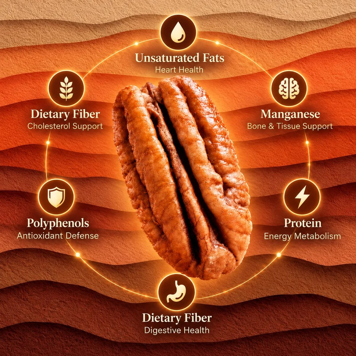 Organic Whole Pecans - Oil-FreeRoasted for the Perfect Balance ofHealth and Flavor-JR