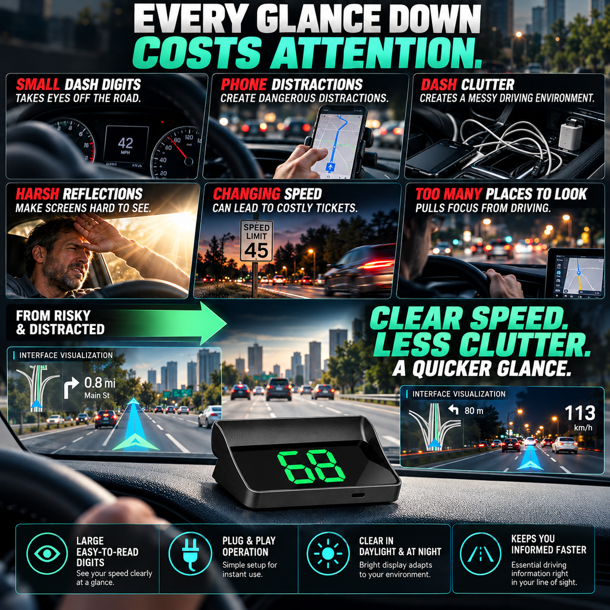 🚨 STOP DRIVING BLIND! ApexDrive  Intelligent GPS HUD – See Your Speed, Direction & Road Alerts Without Taking Your Eyes Off the Road 🚘⚡🛰️-JR-8JX3