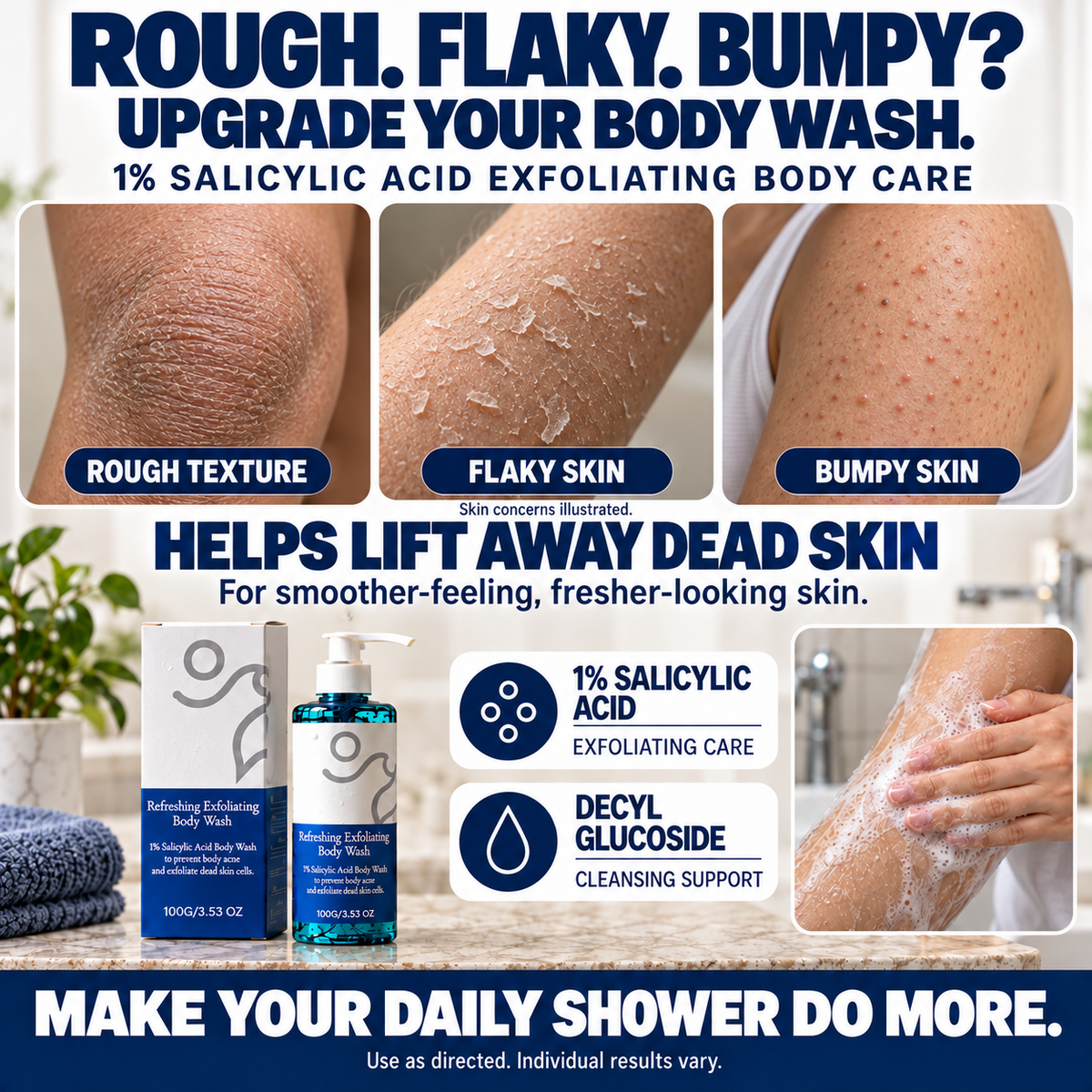 🔥 Flash Sale 🔥 Salicylic Acid Exfoliating Body Wash 🚿 Smoothing for Keratosis Pilaris & Body Acne-JR-8RH7