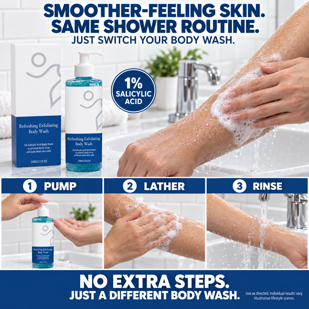 🔥 Flash Sale 🔥 Salicylic Acid Exfoliating Body Wash 🚿 Smoothing for Keratosis Pilaris & Body Acne-JR-8RH7