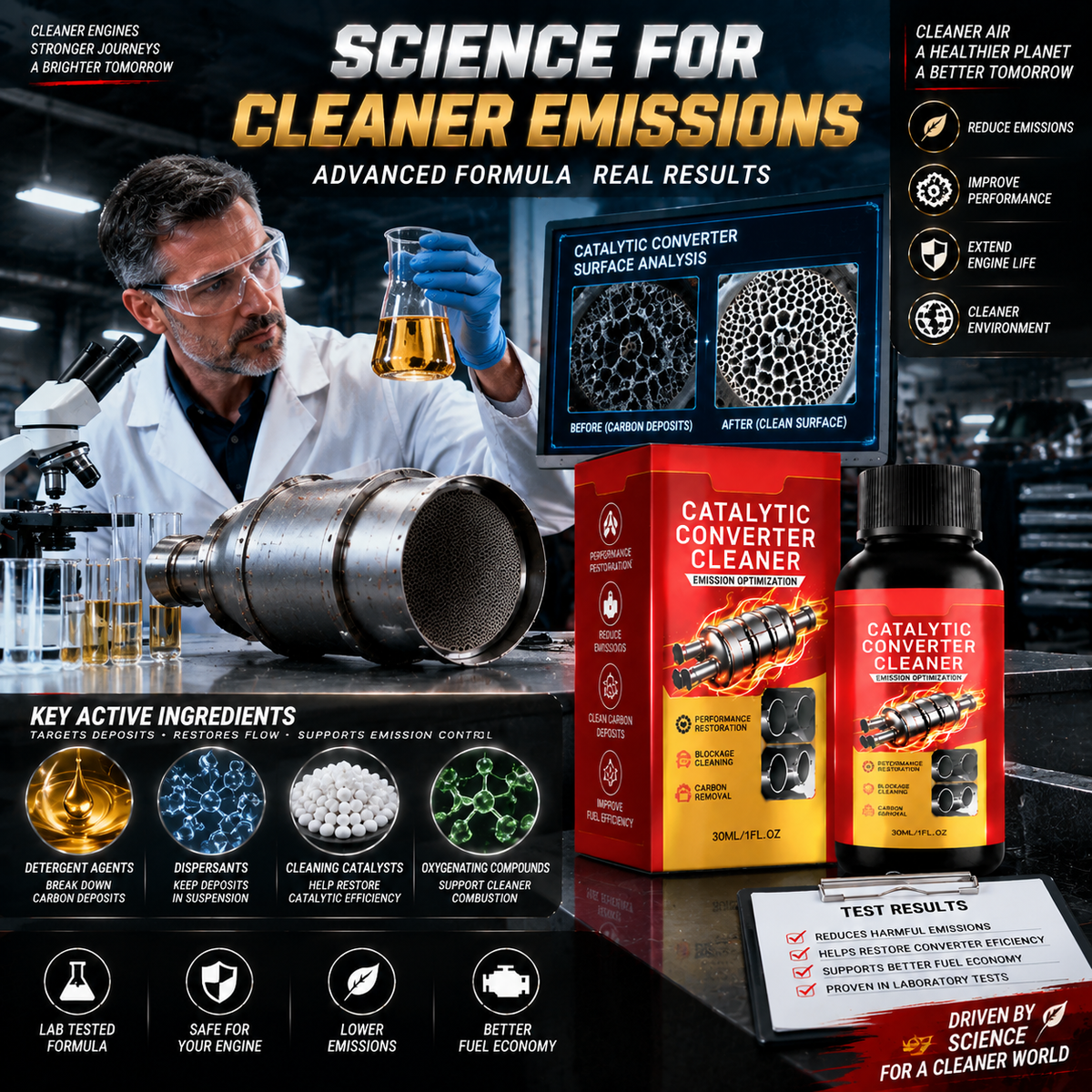 Catalytic Converter Cleaner – Carbon Deposit Cleaning, Fuel Efficiency & Engine Performance Support-JR-8JX3