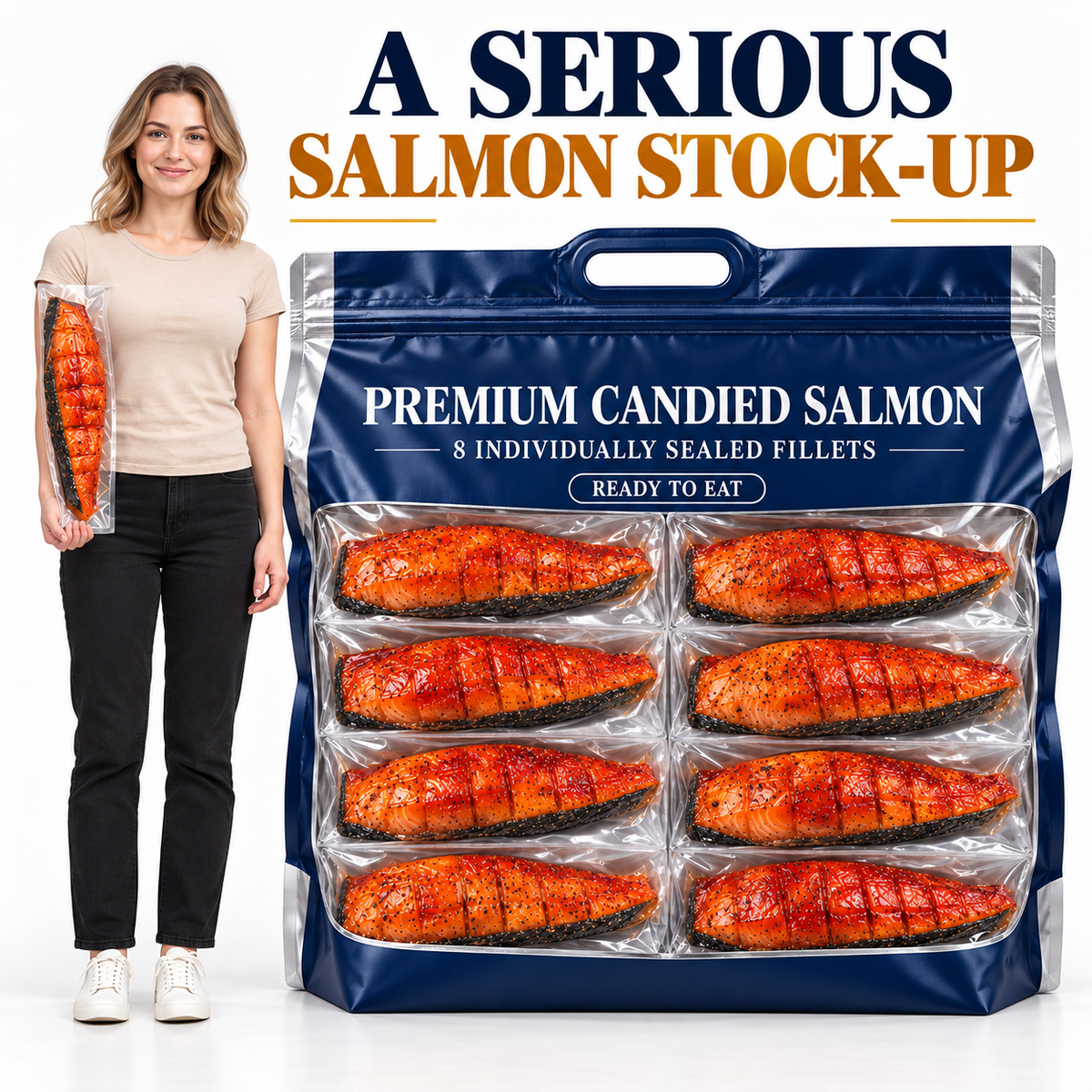 🐟Premium Amber Candied Salmon Fillets — Slow-Roasted, Sweet & Savory, Ready to Eat-JR-Johnny