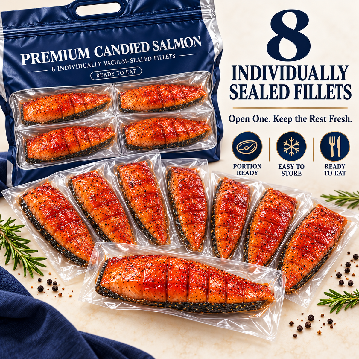 🐟Premium Amber Candied Salmon Fillets — Slow-Roasted, Sweet & Savory, Ready to Eat-JR-Johnny