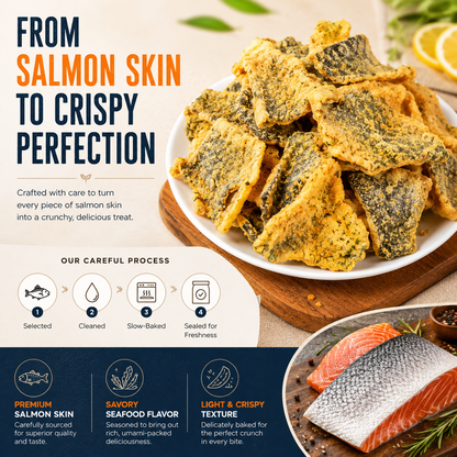 Wild Alaskan Salmon Skin Crisps - Zero Fat, Low Sodium, Omega-3 Rich Healthy Snack-JR-Finds