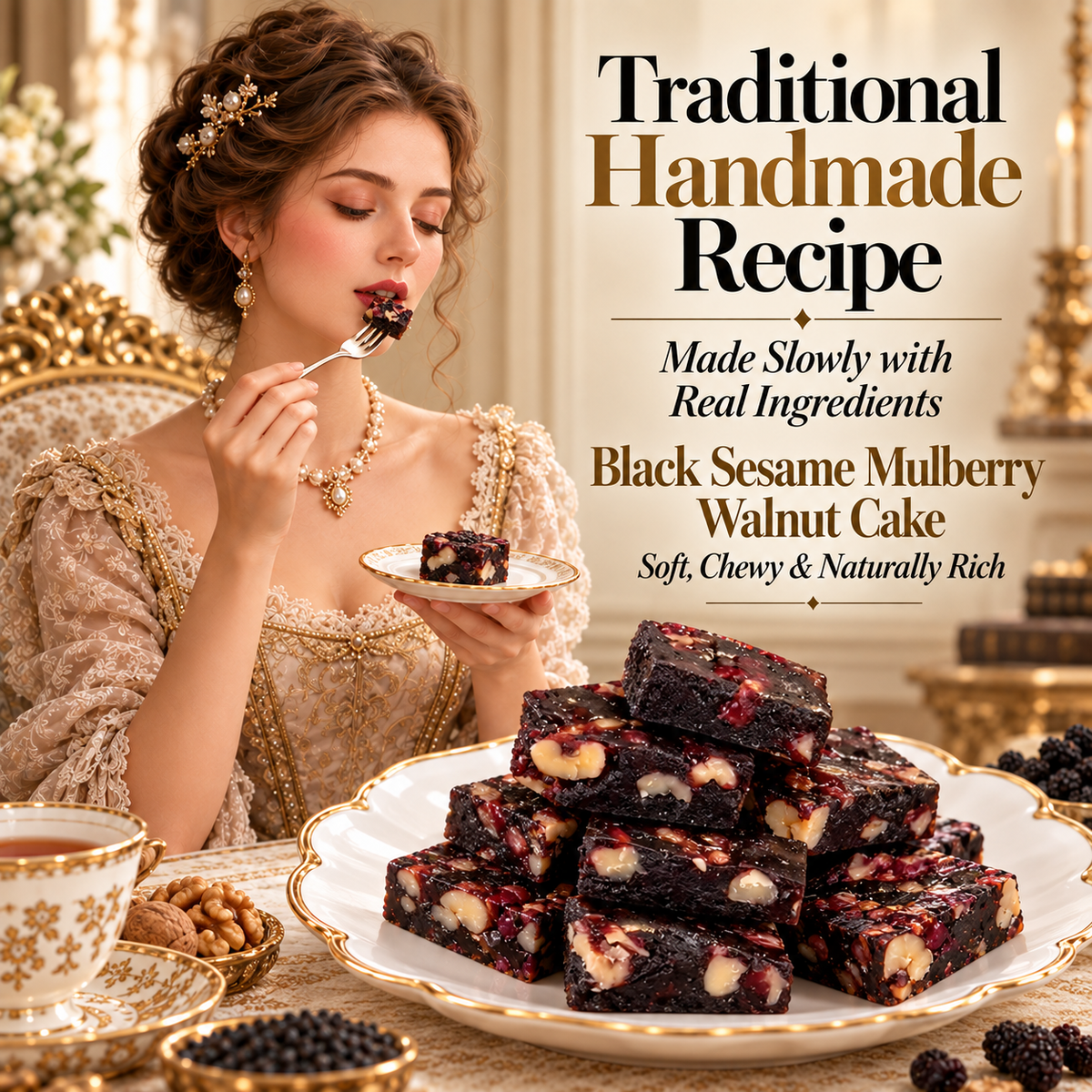 😋Premium Black Sesame Mulberry Walnut Cake-JR-KPL