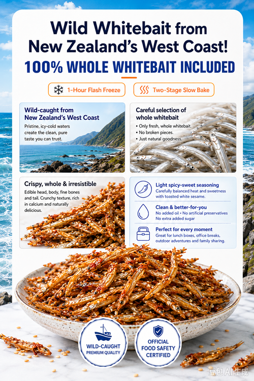 New Zealand Wild-Caught Spicy Silver Fish | Slow-Baked Crispy High-Protein Seafood Snack, No Greasy Junk-JR