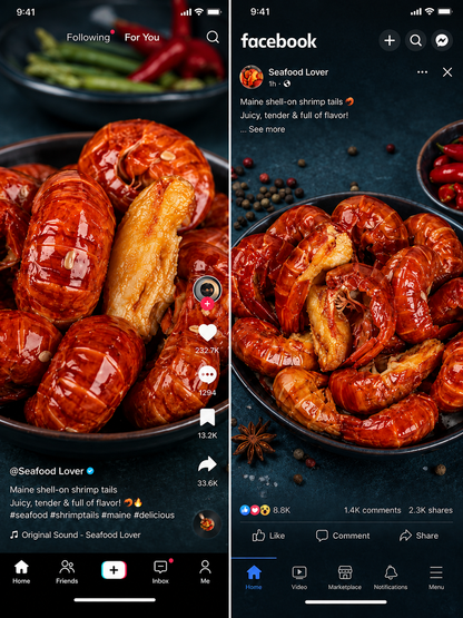 Fresh lobster tail meat with shell
