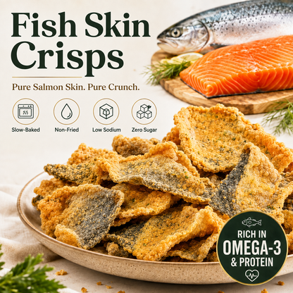 Wild Alaskan Salmon Skin Crisps - Zero Fat, Low Sodium, Omega-3 Rich Healthy Snack-JR-Finds