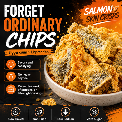 Wild Alaskan Salmon Skin Crisps - Zero Fat, Low Sodium, Omega-3 Rich Healthy Snack-JR-Finds