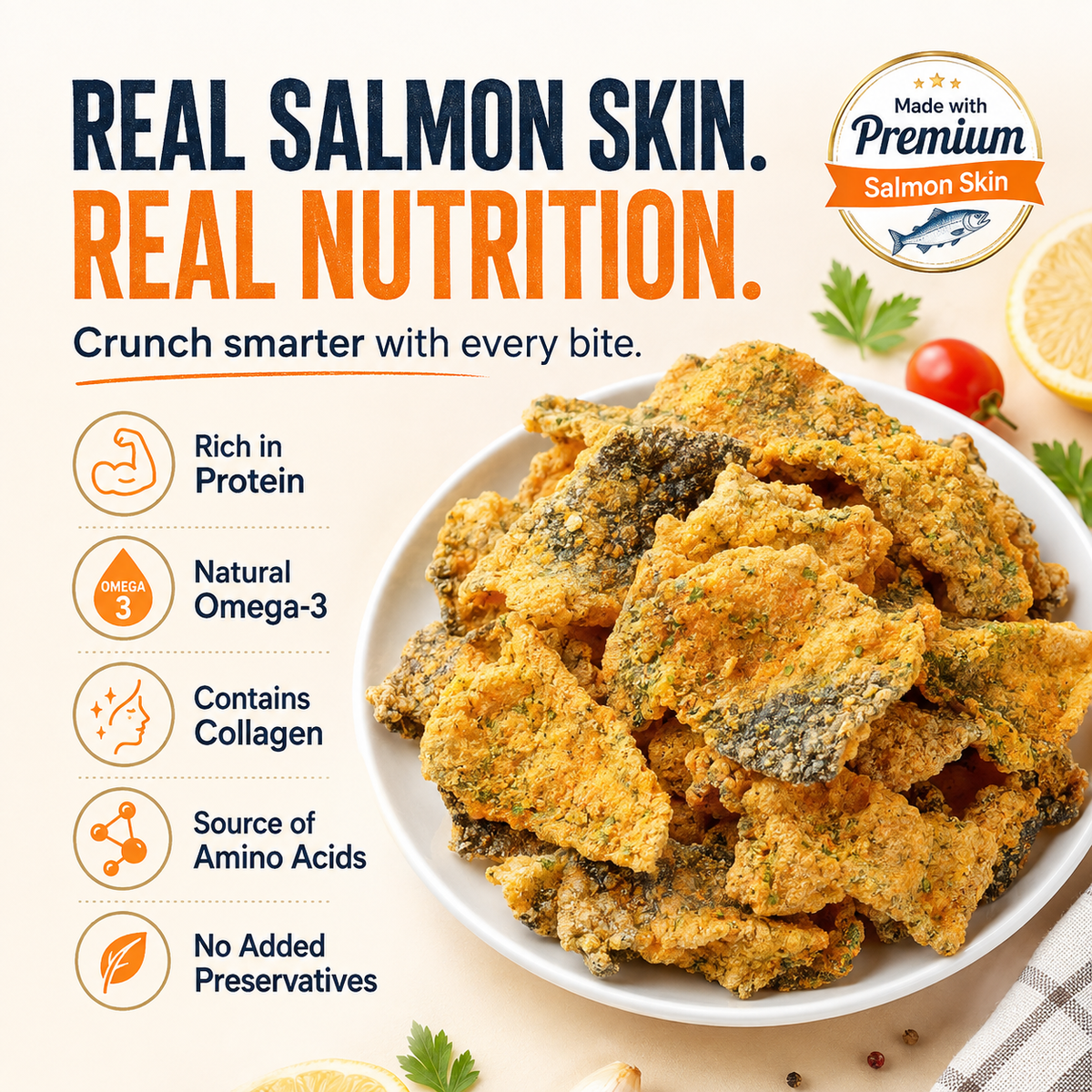 Wild Alaskan Salmon Skin Crisps - Zero Fat, Low Sodium, Omega-3 Rich Healthy Snack-JR-Finds