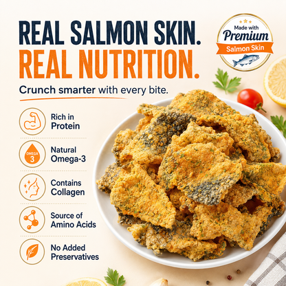 Wild Alaskan Salmon Skin Crisps - Zero Fat, Low Sodium, Omega-3 Rich Healthy Snack-JR-Finds