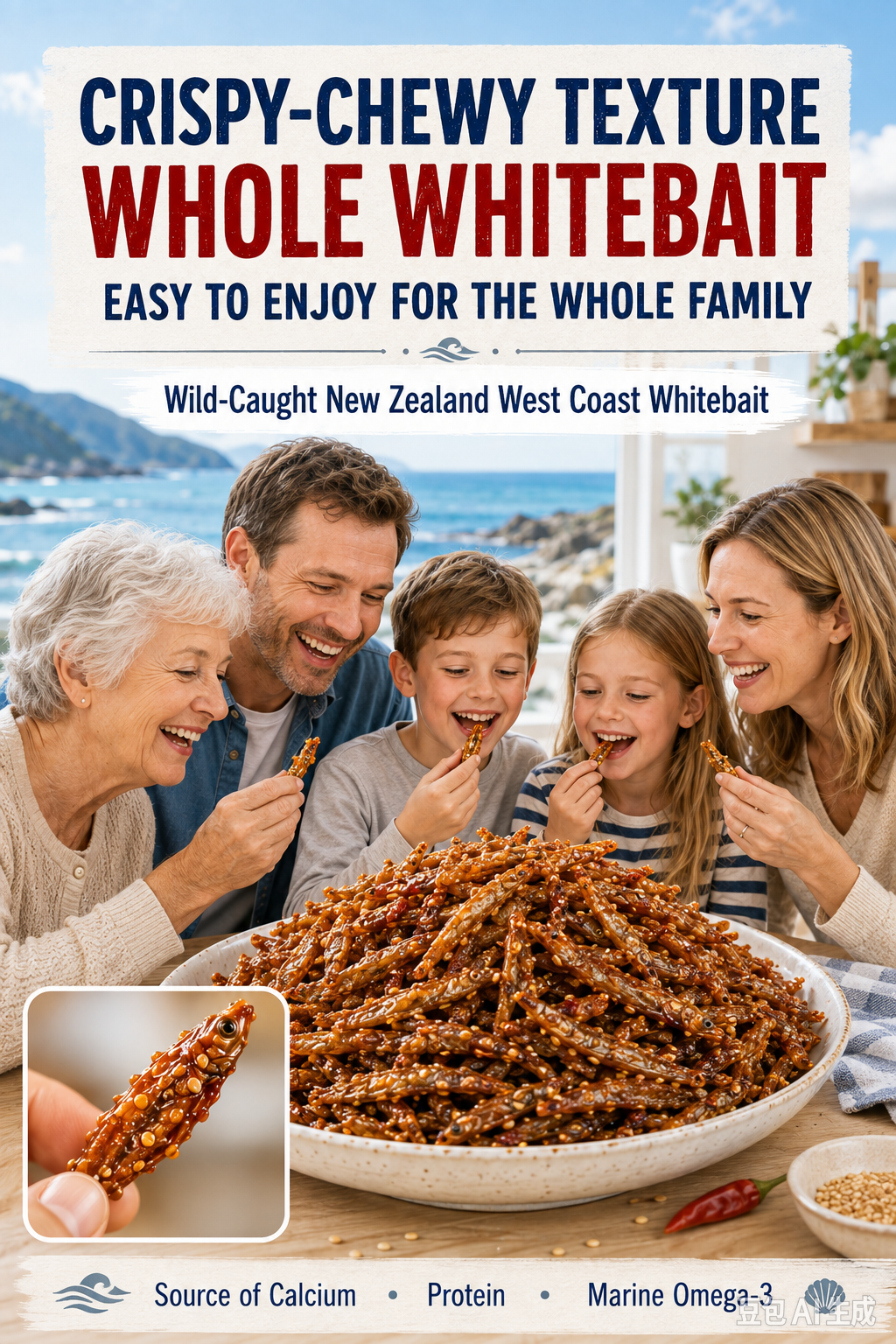 New Zealand Wild-Caught Spicy Silver Fish | Slow-Baked Crispy High-Protein Seafood Snack, No Greasy Junk-JR