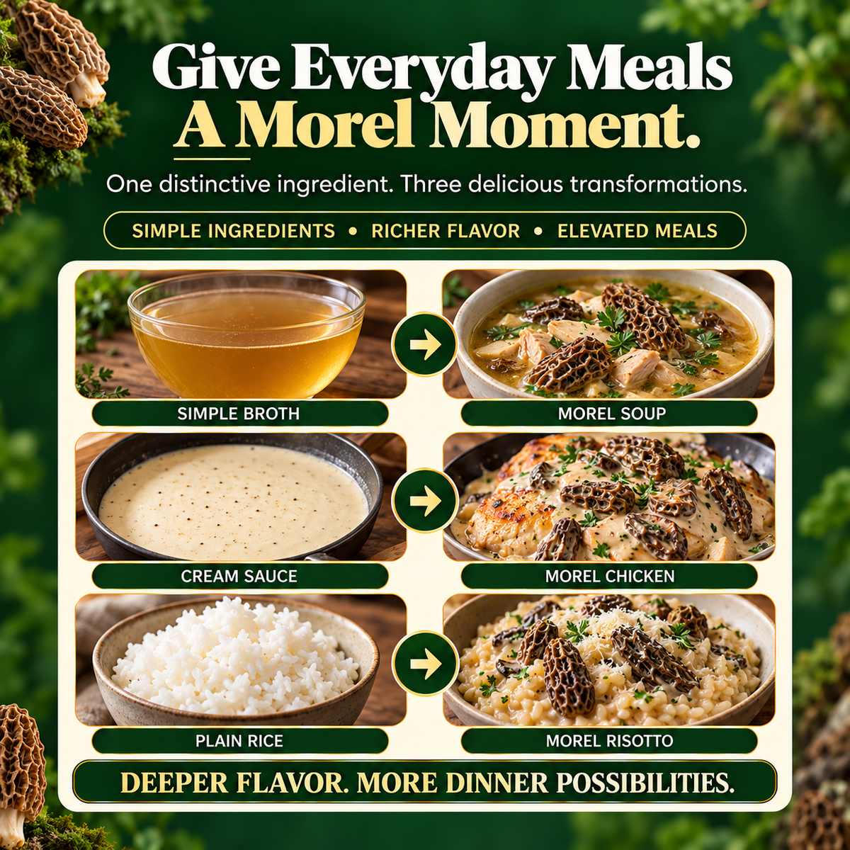 Premium Dried Morel Mushrooms — Turn Everyday Meals Into Gourmet Moments-JR