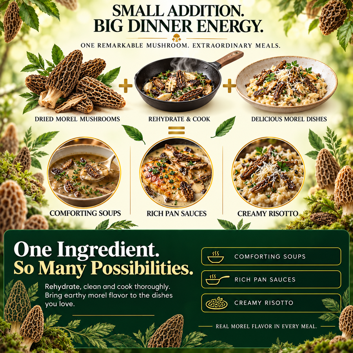 Premium Dried Morel Mushrooms — Turn Everyday Meals Into Gourmet Moments-JR