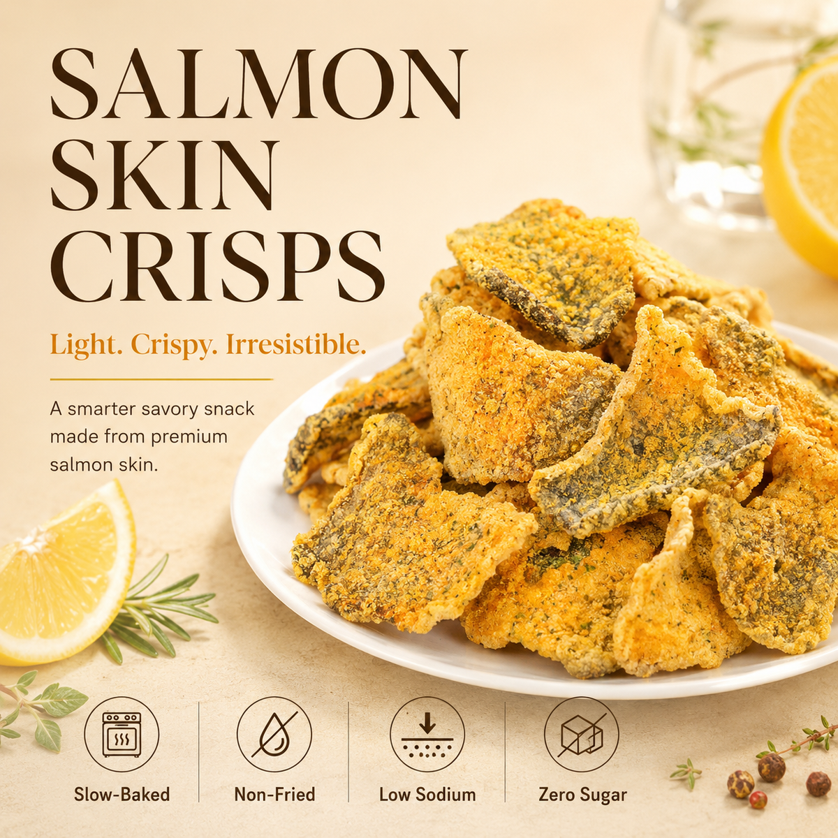 Wild Alaskan Salmon Skin Crisps - Zero Fat, Low Sodium, Omega-3 Rich Healthy Snack-JR-Finds