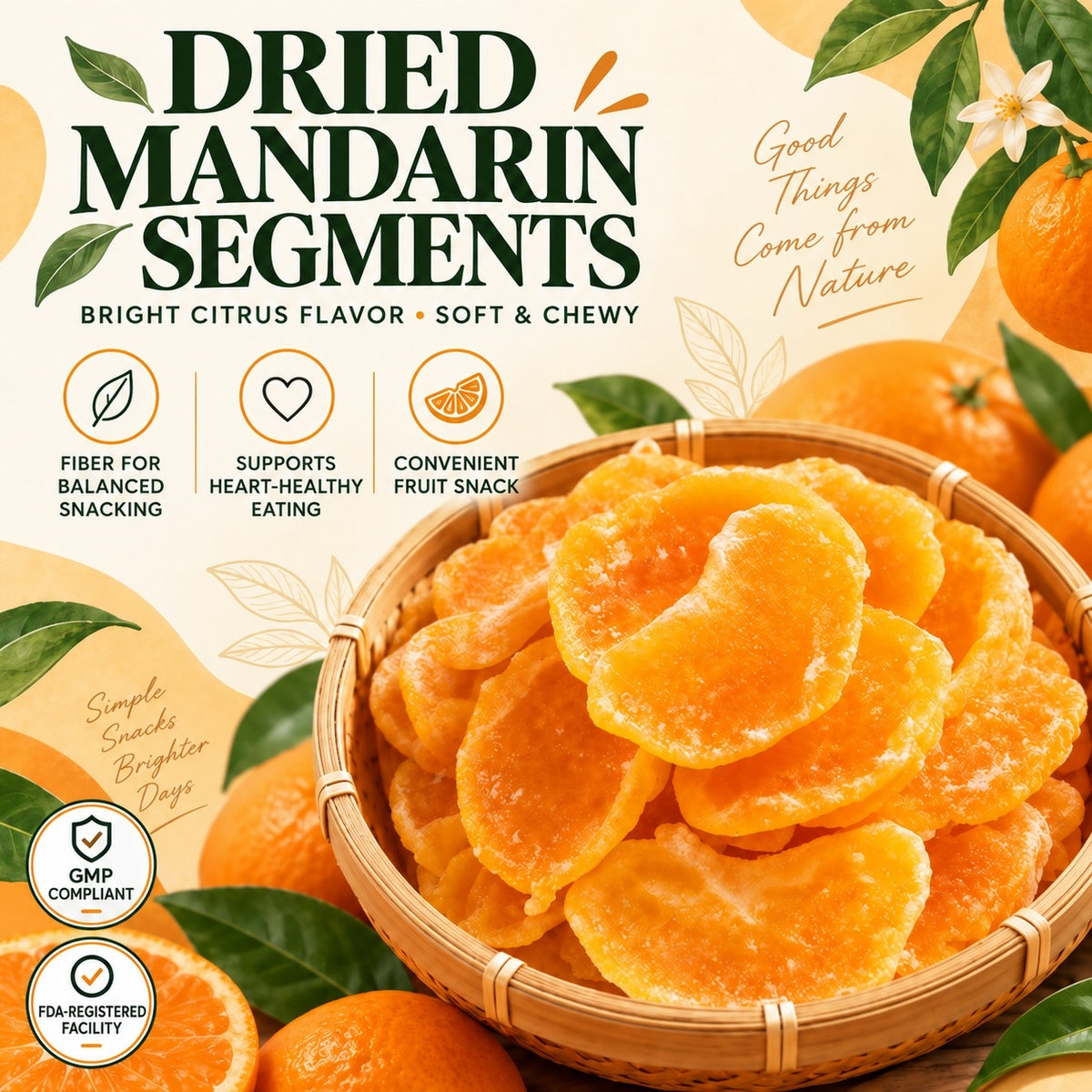 Dried Mandarin Segments – Sweet Taste, Steady Energy, Heart-Friendly-JR-OUO