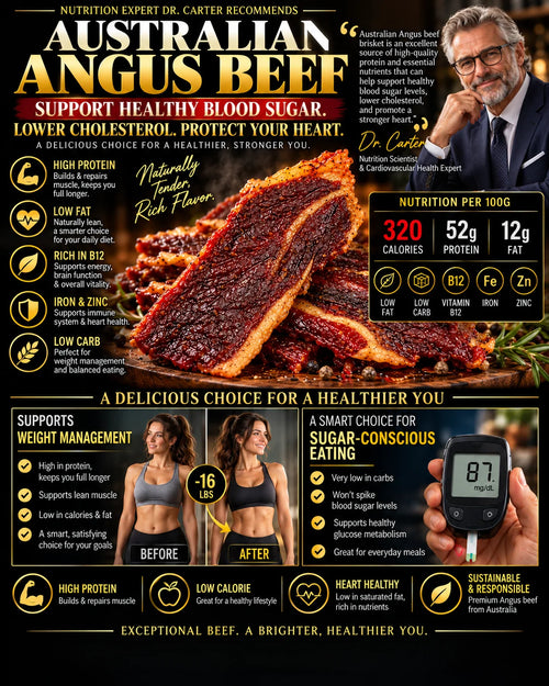 100% Australian Grass-Fed Angus Beef Brisket Snack | Thick-Cut, Juicy & Tender | Rich Beef Flavor | High-Protein Snack-Liam-JR