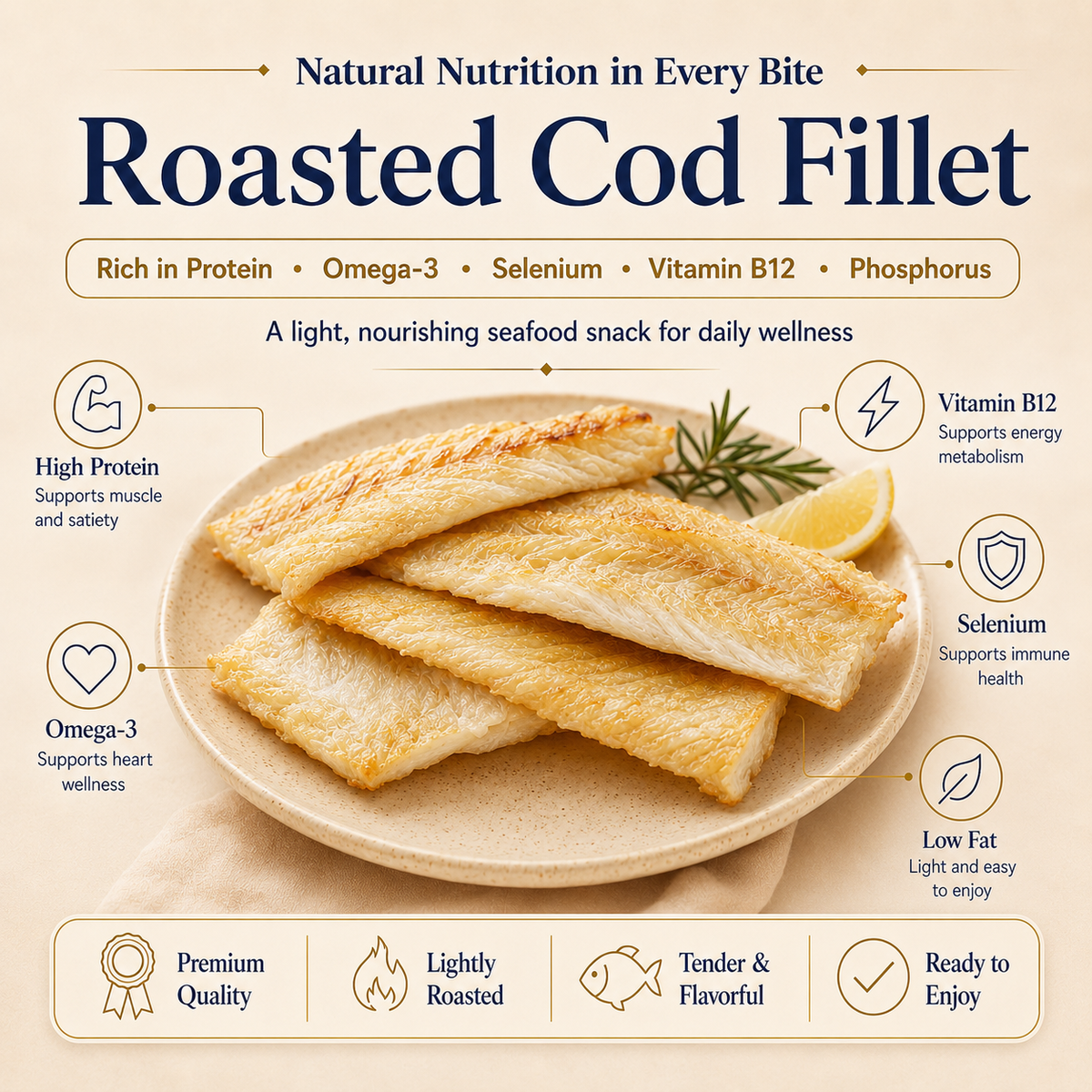 Roasted Cod Fillet for Heart & Cardiovascular Wellness-BFH