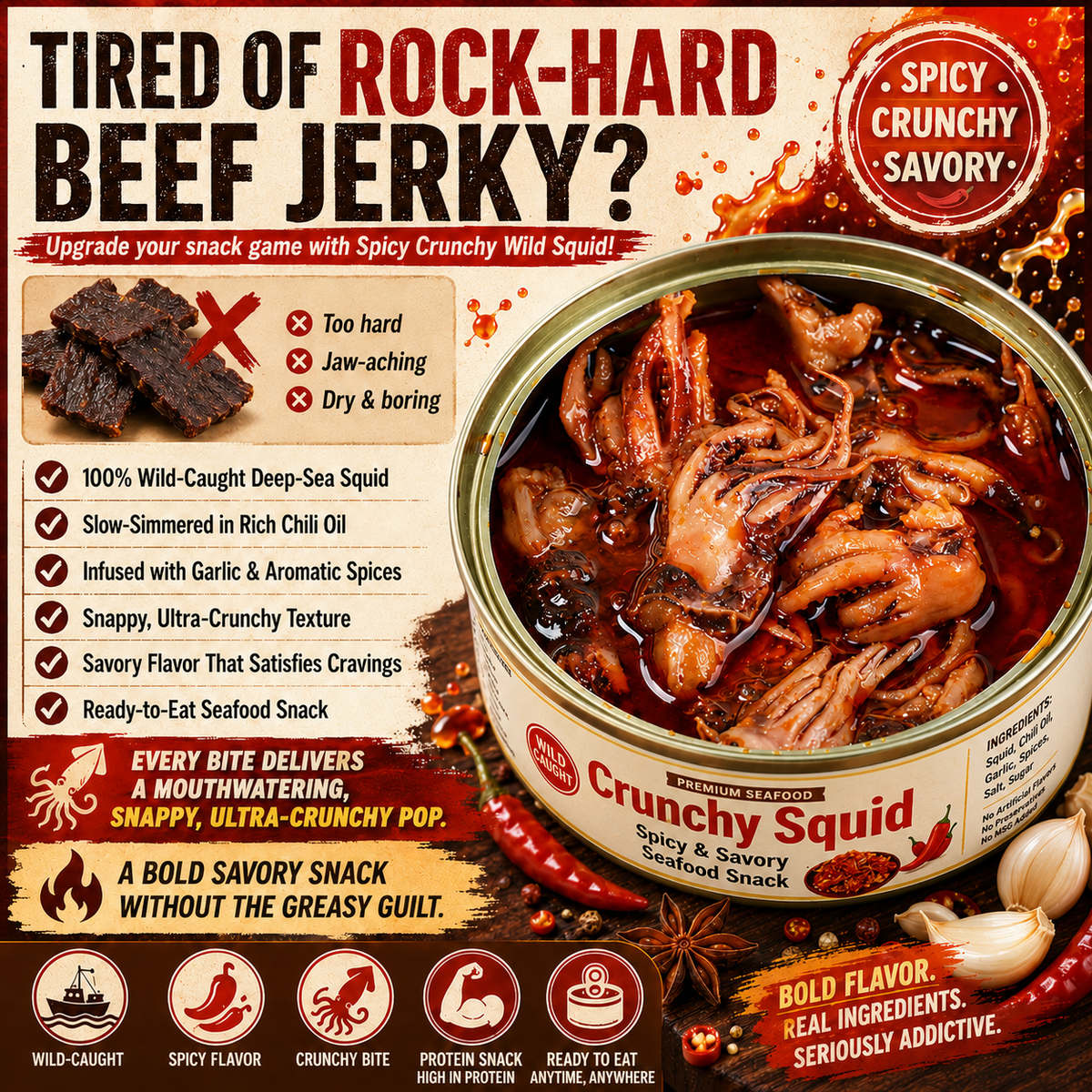 [Factory Direct Jumbo Pack] Slow-Baked Crispy Squid Bites – Pantry Stacker Bundle (Buy 3 Get 3 Free) -JR- LGZ