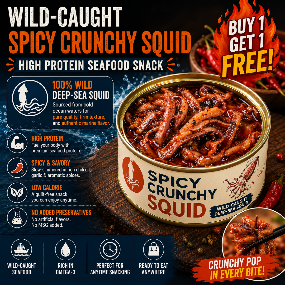 [Factory Direct Jumbo Pack] Slow-Baked Crispy Squid Bites – Pantry Stacker Bundle (Buy 3 Get 3 Free) -JR- LGZ