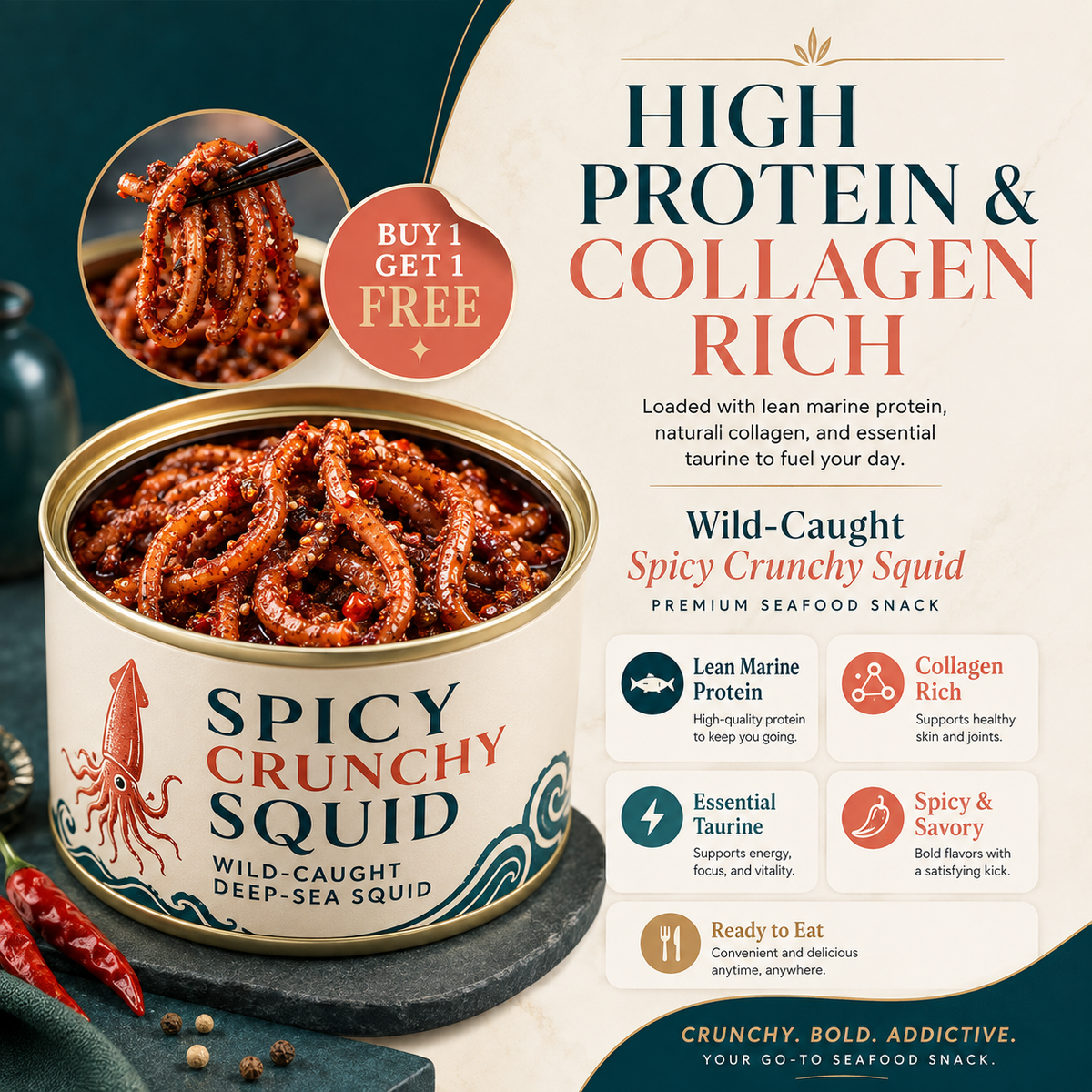 [Factory Direct Jumbo Pack] Slow-Baked Crispy Squid Bites – Pantry Stacker Bundle (Buy 3 Get 3 Free) -JR- LGZ