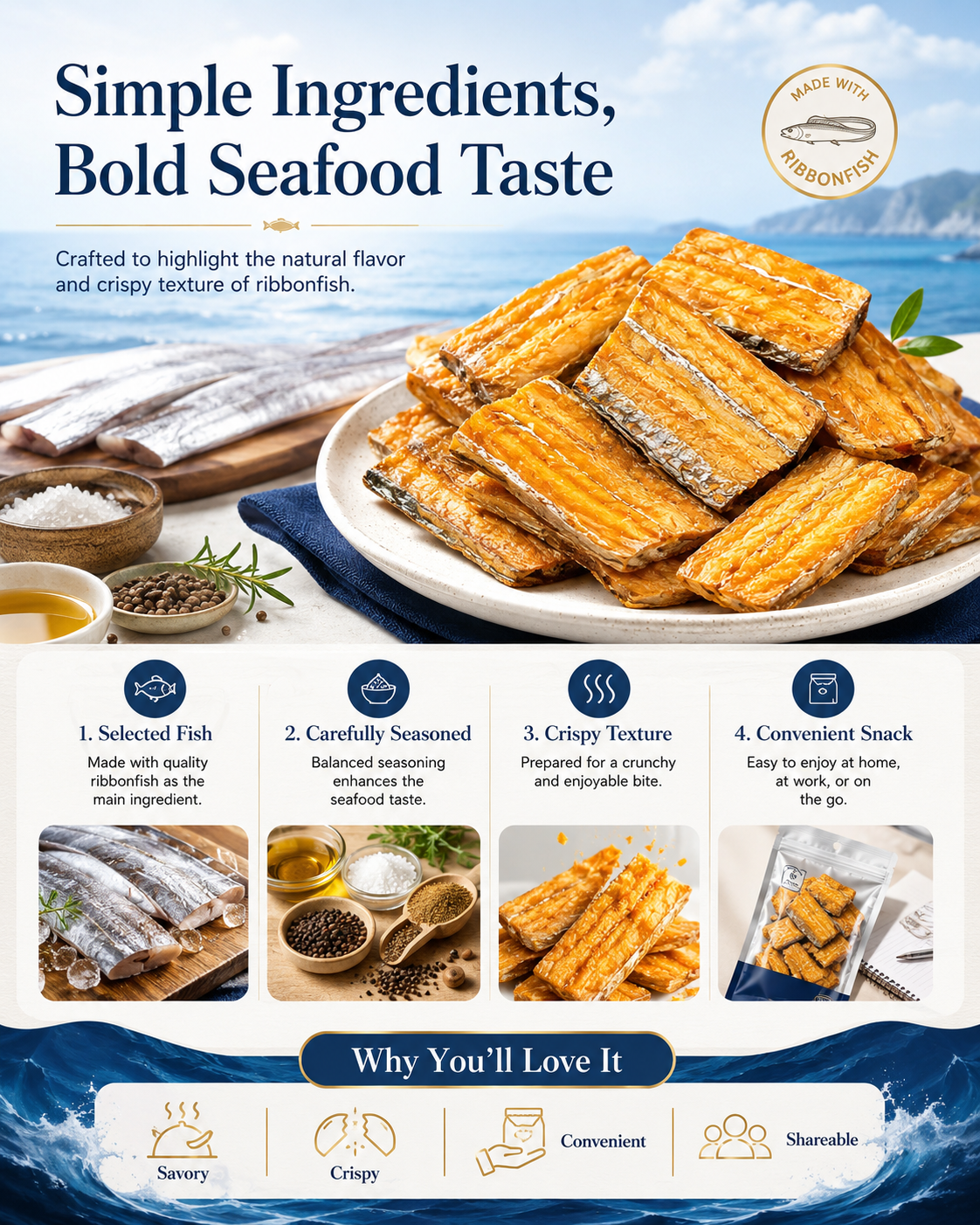 🌊 Deep-Sea Crispy Hairtail Bites — Savory, Crunchy & Packed with Ocean Flavor-JR-Bestseller