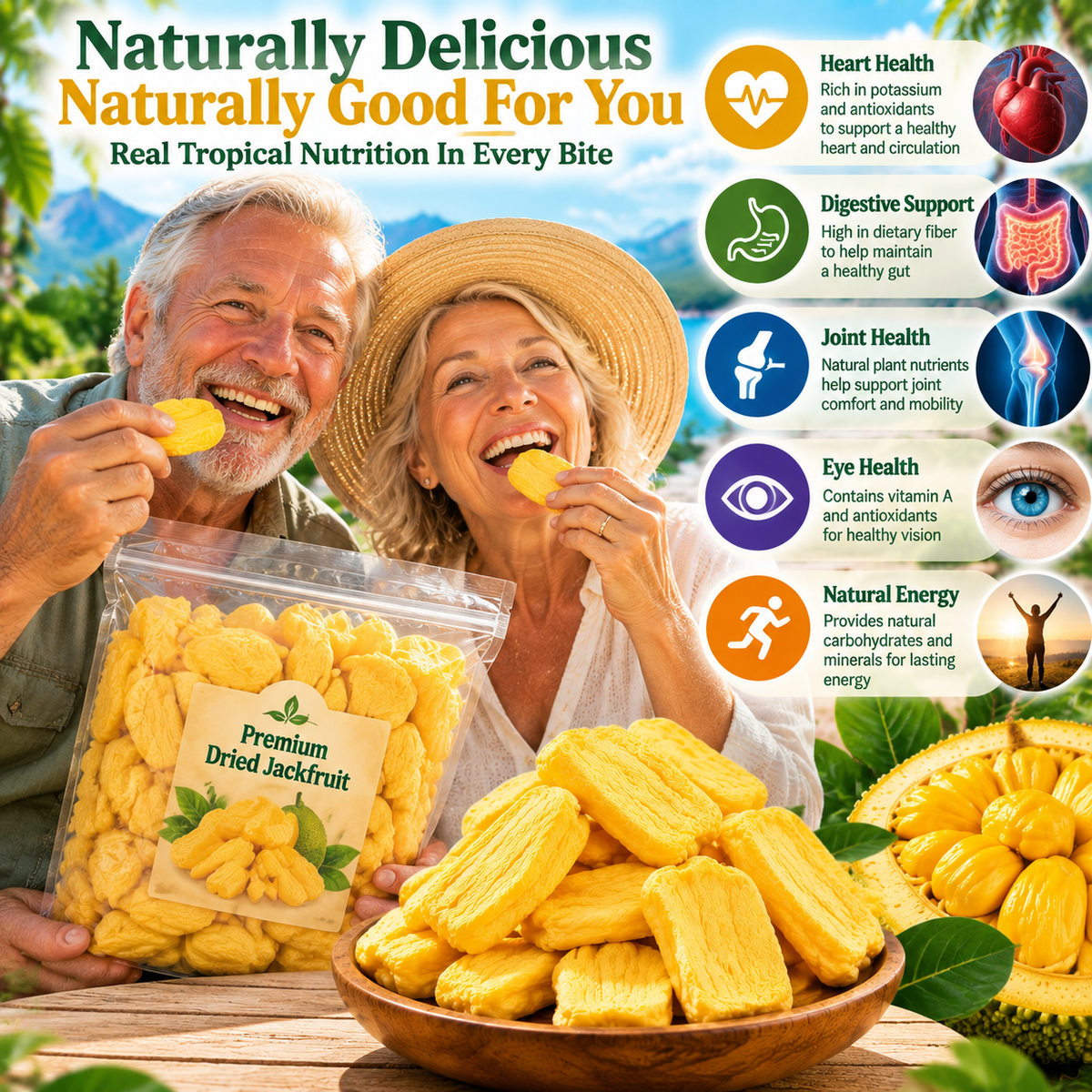 Premium Freeze-Dried Jackfruit A Sweet, Crispy & Naturally Delicious Tropical Snack Made From Real Fruit-JR