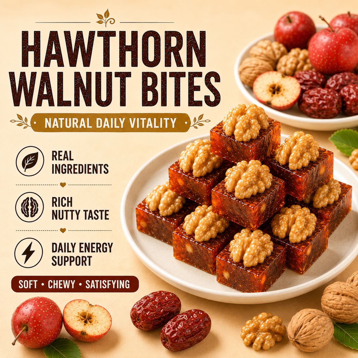 Natural Daily Fuel for Men’s Strength, Stamina & Vitality-Hawthorn Walnut Pie-JR-HJY