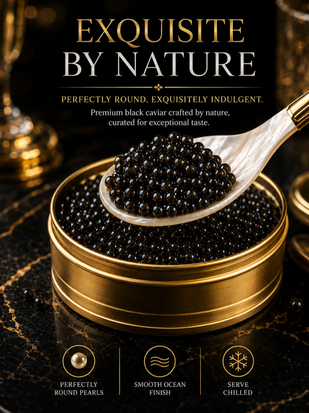 Black Gold Premium Sturgeon CaviarPlump Pearls Ocean-SourcedNutrition for Your Body-JT3-JR