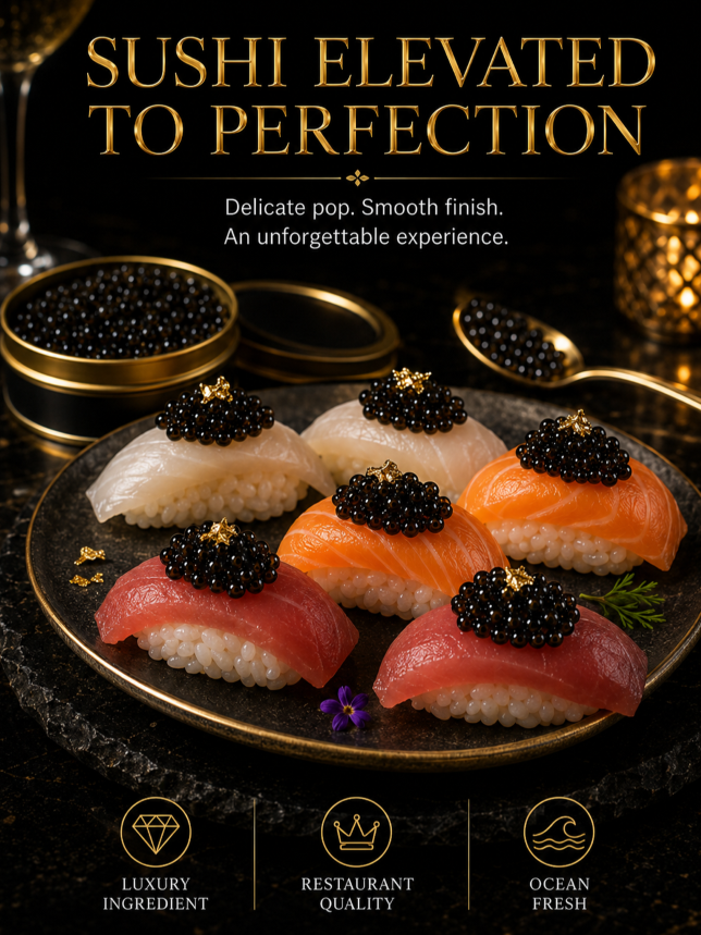 Black Gold Premium Sturgeon CaviarPlump Pearls Ocean-SourcedNutrition for Your Body-JT3-JR