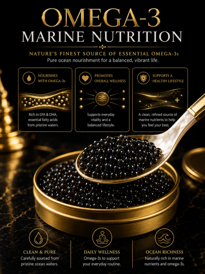 Black Gold Premium Sturgeon CaviarPlump Pearls Ocean-SourcedNutrition for Your Body-JT3-JR
