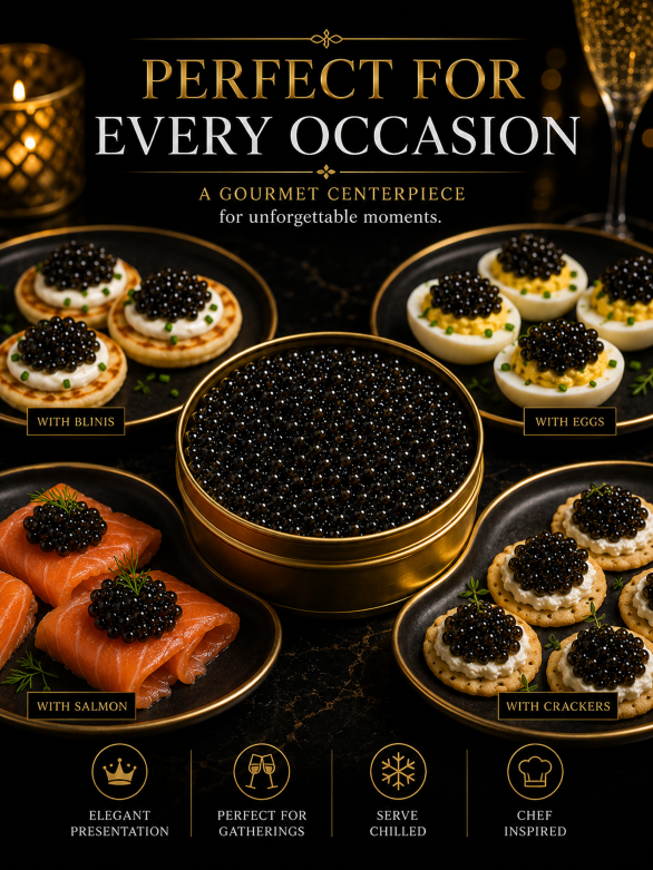 Black Gold Premium Sturgeon CaviarPlump Pearls Ocean-SourcedNutrition for Your Body-JT3-JR
