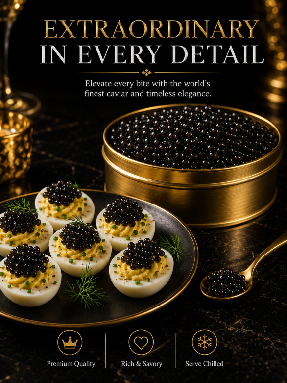 Black Gold Premium Sturgeon CaviarPlump Pearls Ocean-SourcedNutrition for Your Body-JT3-JR