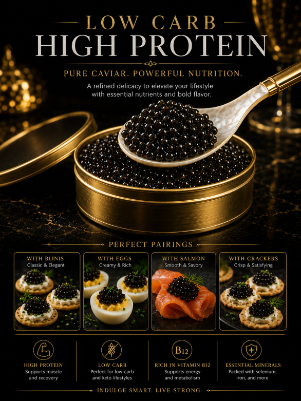 Black Gold Premium Sturgeon CaviarPlump Pearls Ocean-SourcedNutrition for Your Body-JT3-JR