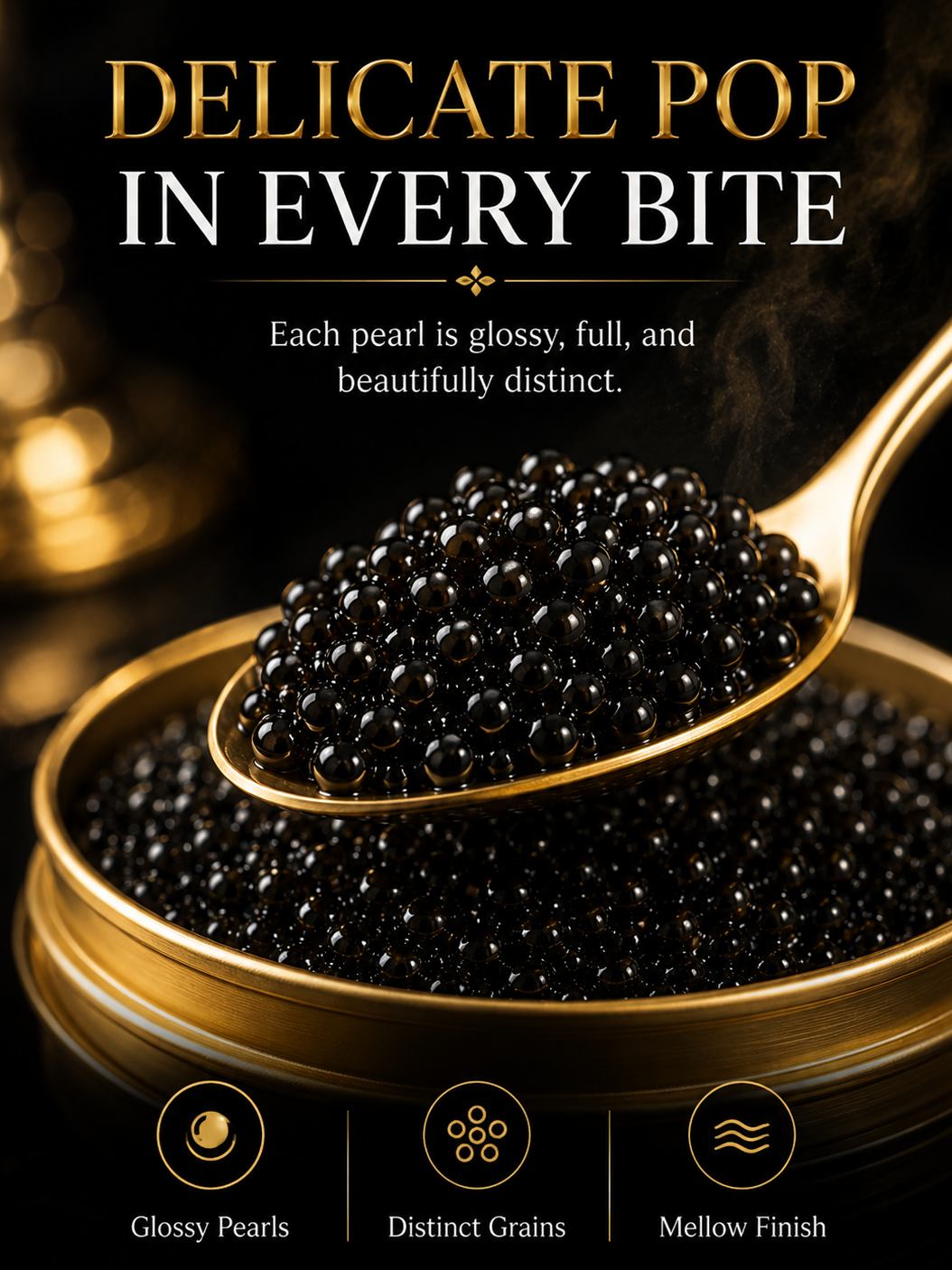 Black Gold Premium Sturgeon CaviarPlump Pearls Ocean-SourcedNutrition for Your Body-JT3-JR
