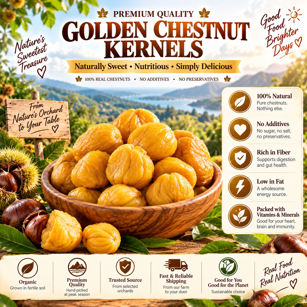 🌰 Nature’s Golden Chestnuts 💛 Heart‑Friendly Snack｜Packed With Daily Good Nutrition-JR-Rex