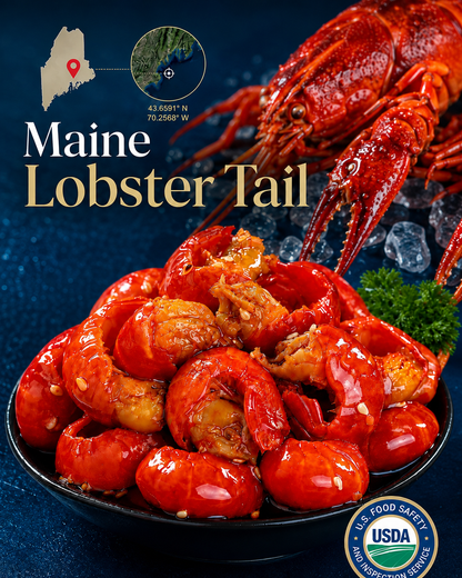 Fresh lobster tail meat with shell