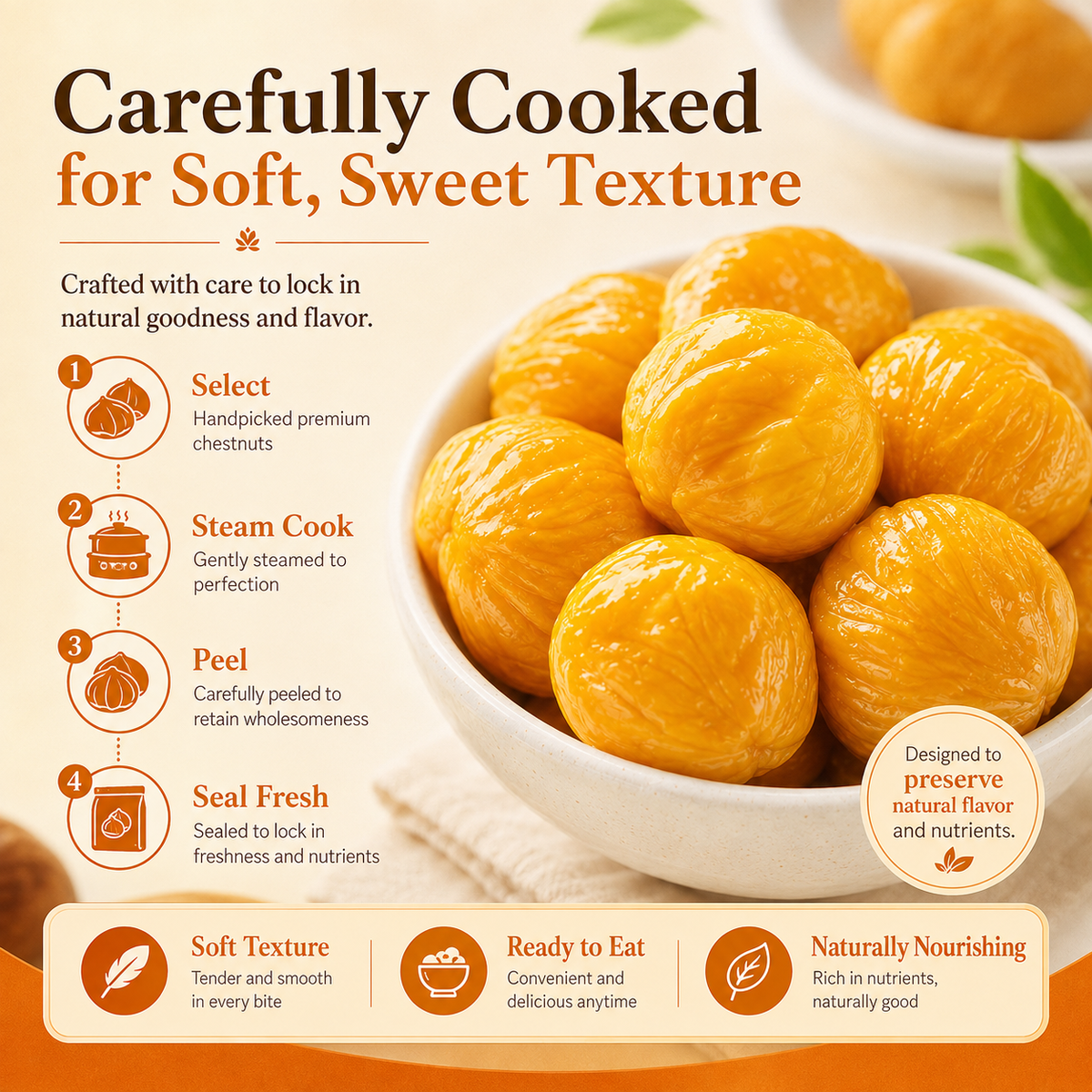 🌰 Nature’s Golden Chestnuts 💛 Heart‑Friendly Snack｜Packed With Daily Good Nutrition-JR-Rex