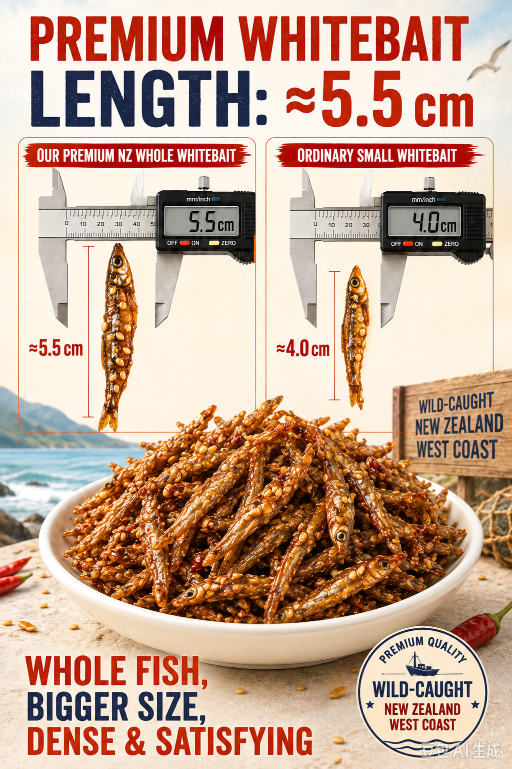 New Zealand Wild-Caught Spicy Silver Fish | Slow-Baked Crispy High-Protein Seafood Snack, No Greasy Junk-JR