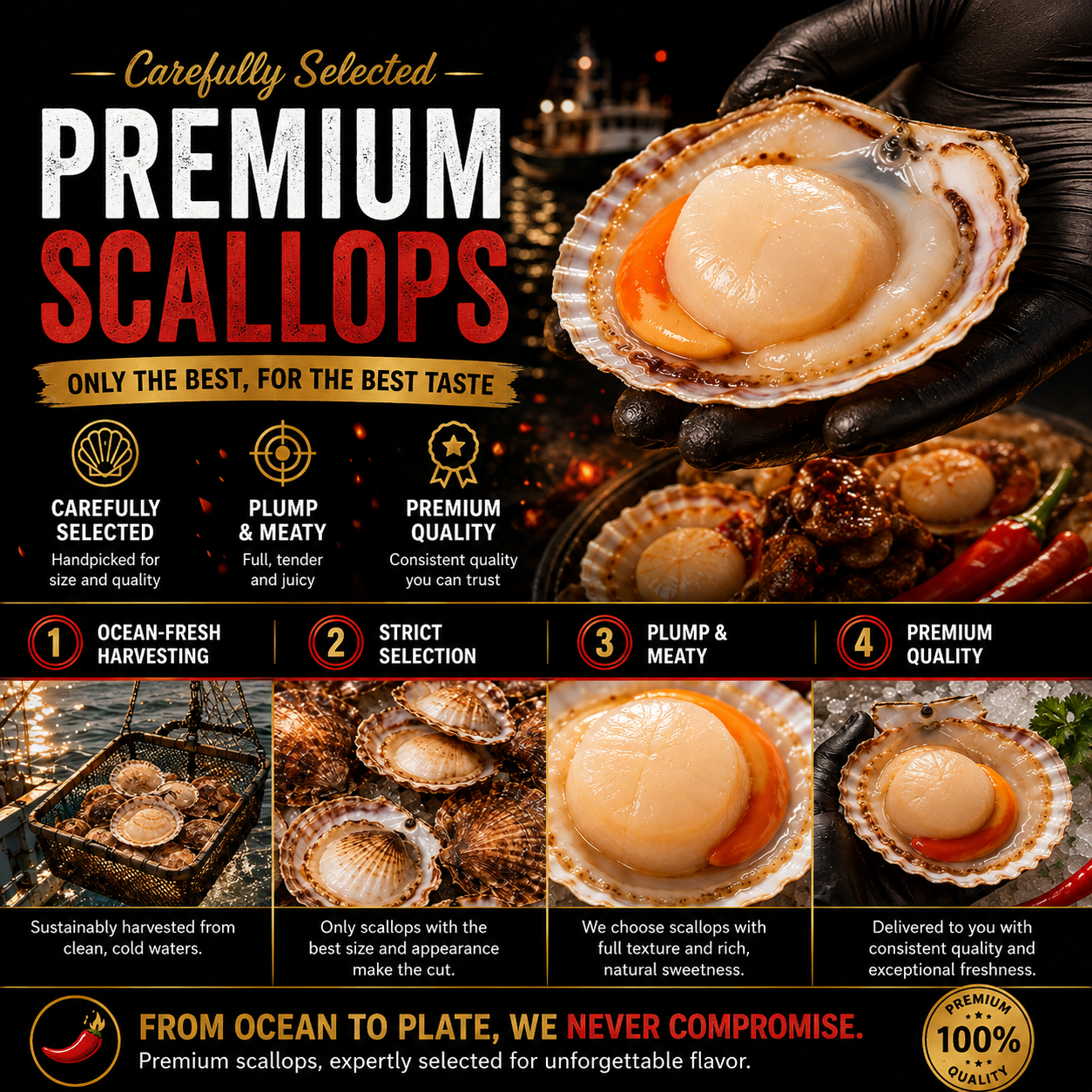 Premium Wild-Caught Scallops | Ready-to-Eat Gourmet Delicacy