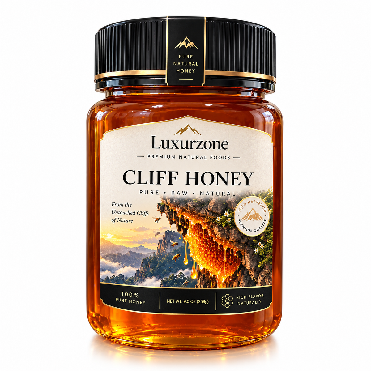 Luxurzone Premium Wild-Harvested Cliff Honey9.1 oz(258g)-JR