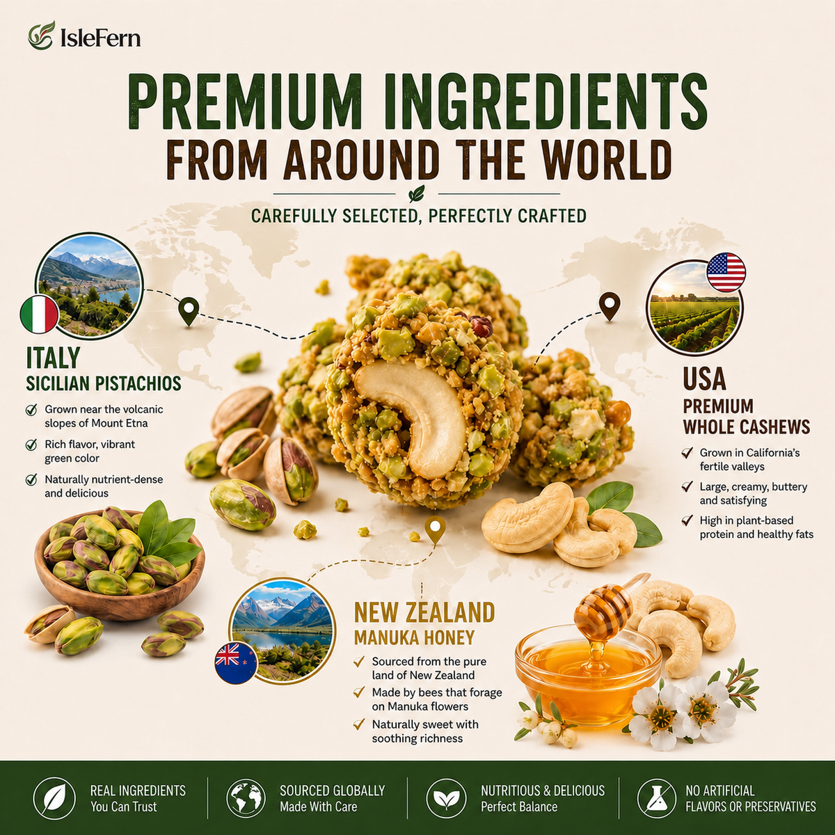 Artisan Pistachio-Crusted Cashews with Real Manuka Honey -JR-$AC