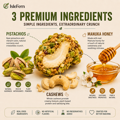 Artisan Pistachio-Crusted Cashews with Real Manuka Honey -JR-$AC
