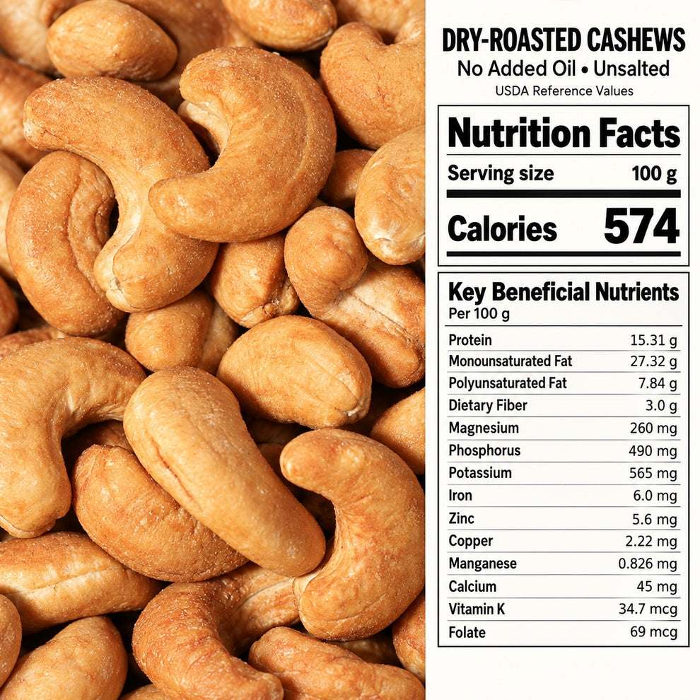 Organic Jumbo Roasted Cashews--Completely satisfying in every bite-JR