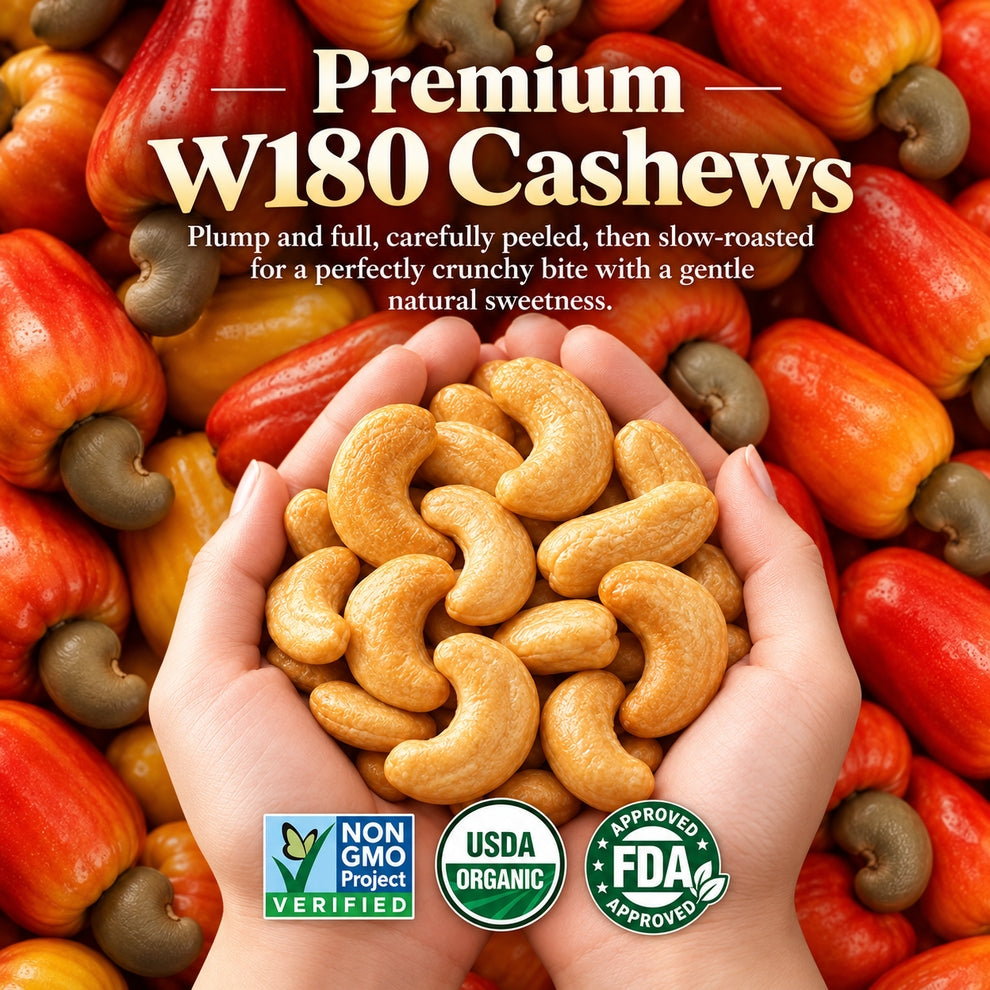 Organic Jumbo Roasted Cashews--Completely satisfying in every bite-JR