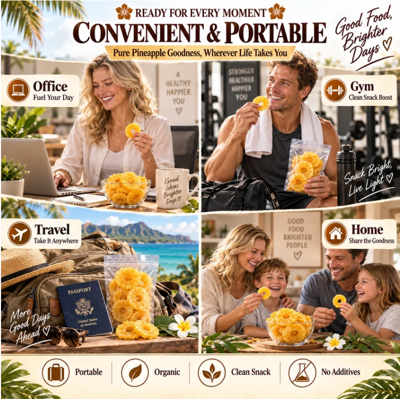 🔥 Hawaii’s Golden Dried Pineapple – 🍍A Clean Tropical Snack for Active Living-JR-Fay